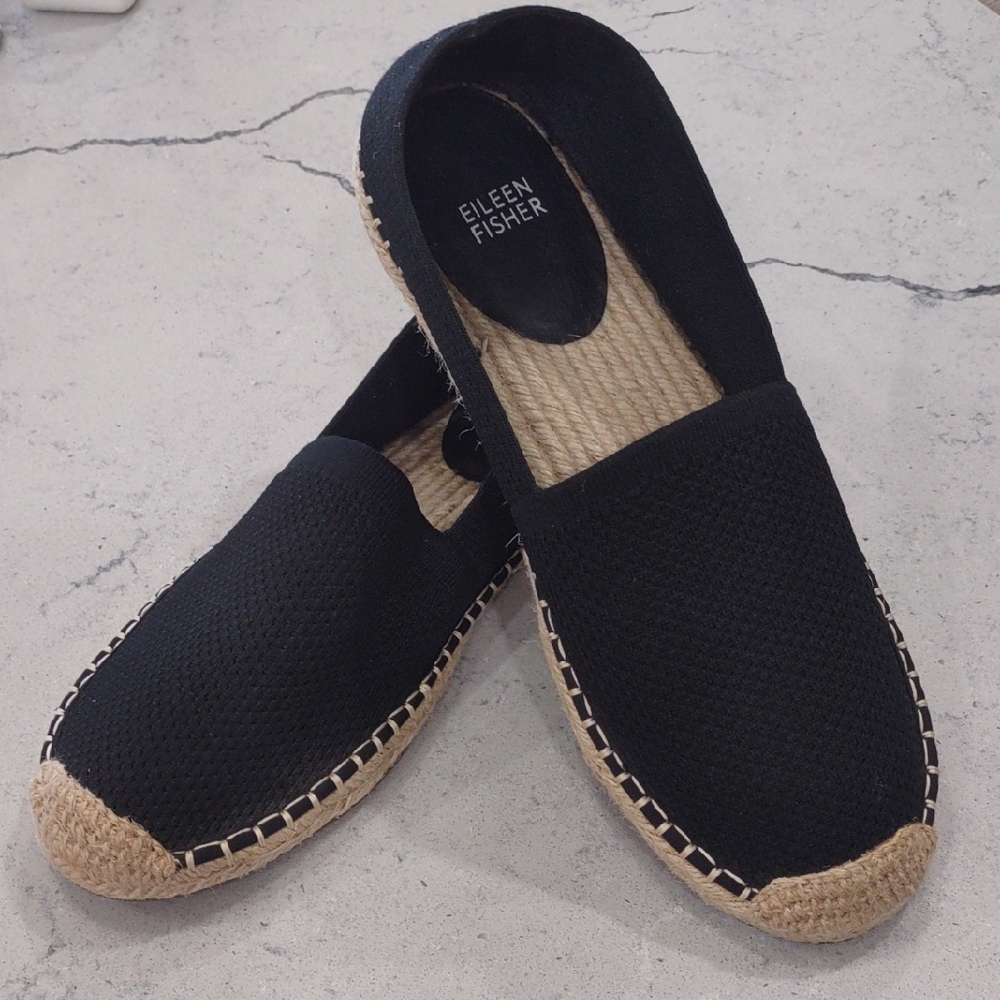Eileen Fisher Black Slip-On Espadrilles Women's SIZE 10 EUC